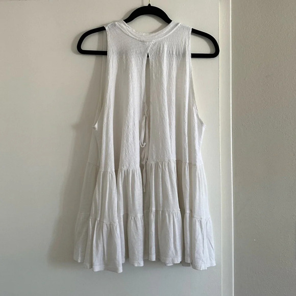 Free People Sleeveless Tunic Tiered Top With Open Back White Size S Oversized - Picture 12 of 13